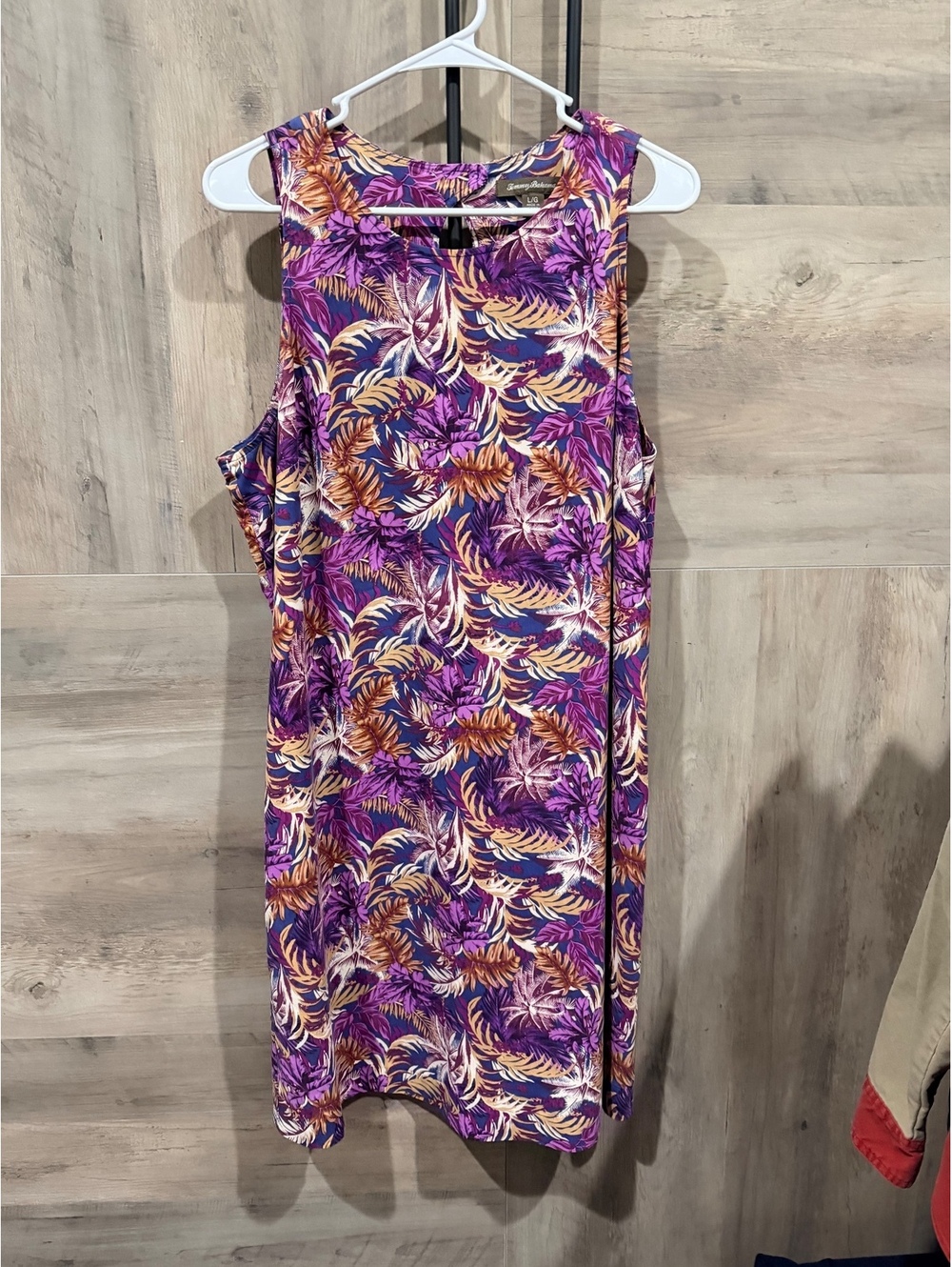 Tommy Bahama Women's Large Purple Tropical Silk Sleeveless Dress
